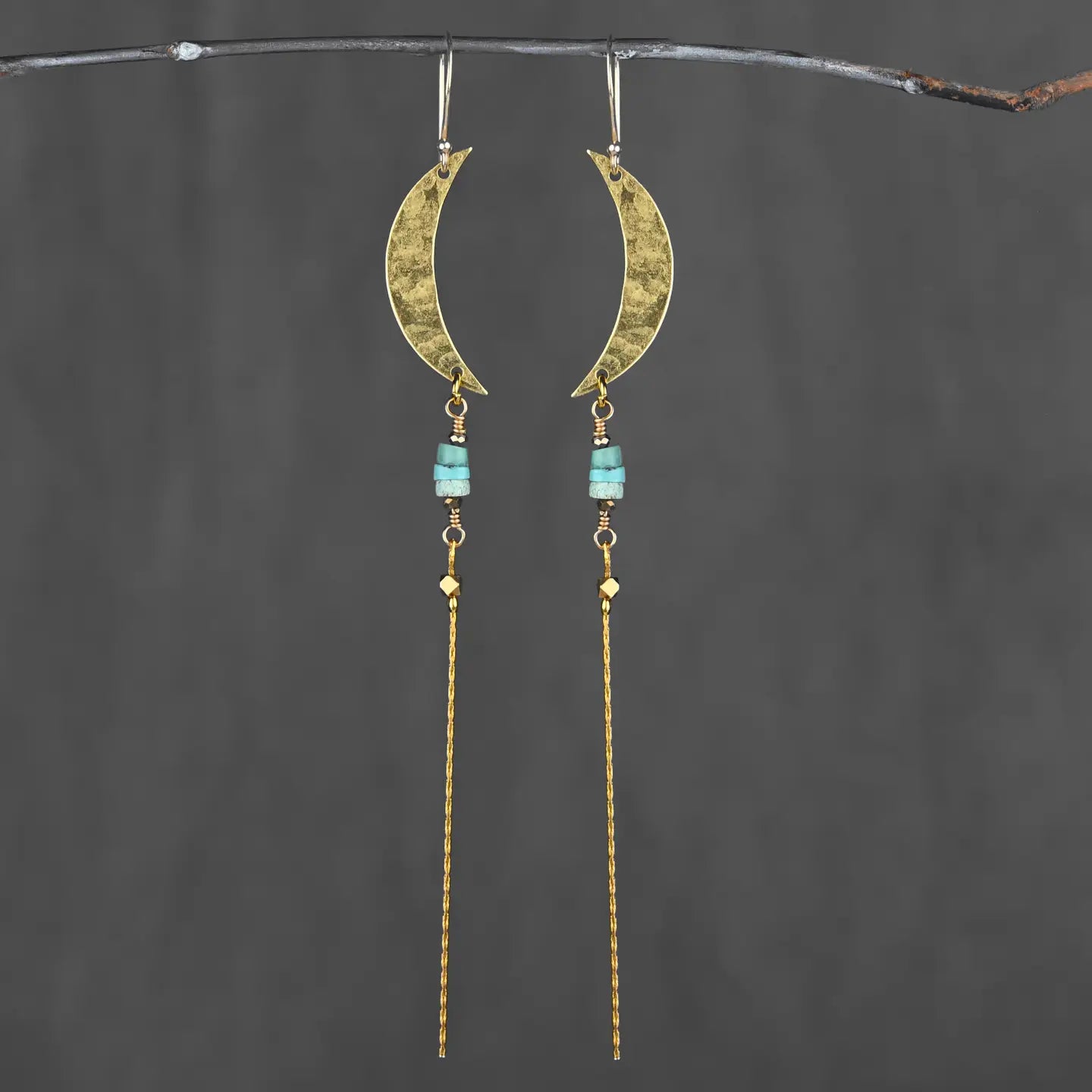Hammered Moon w/ Turquoise Jasper & Delicate Tassel