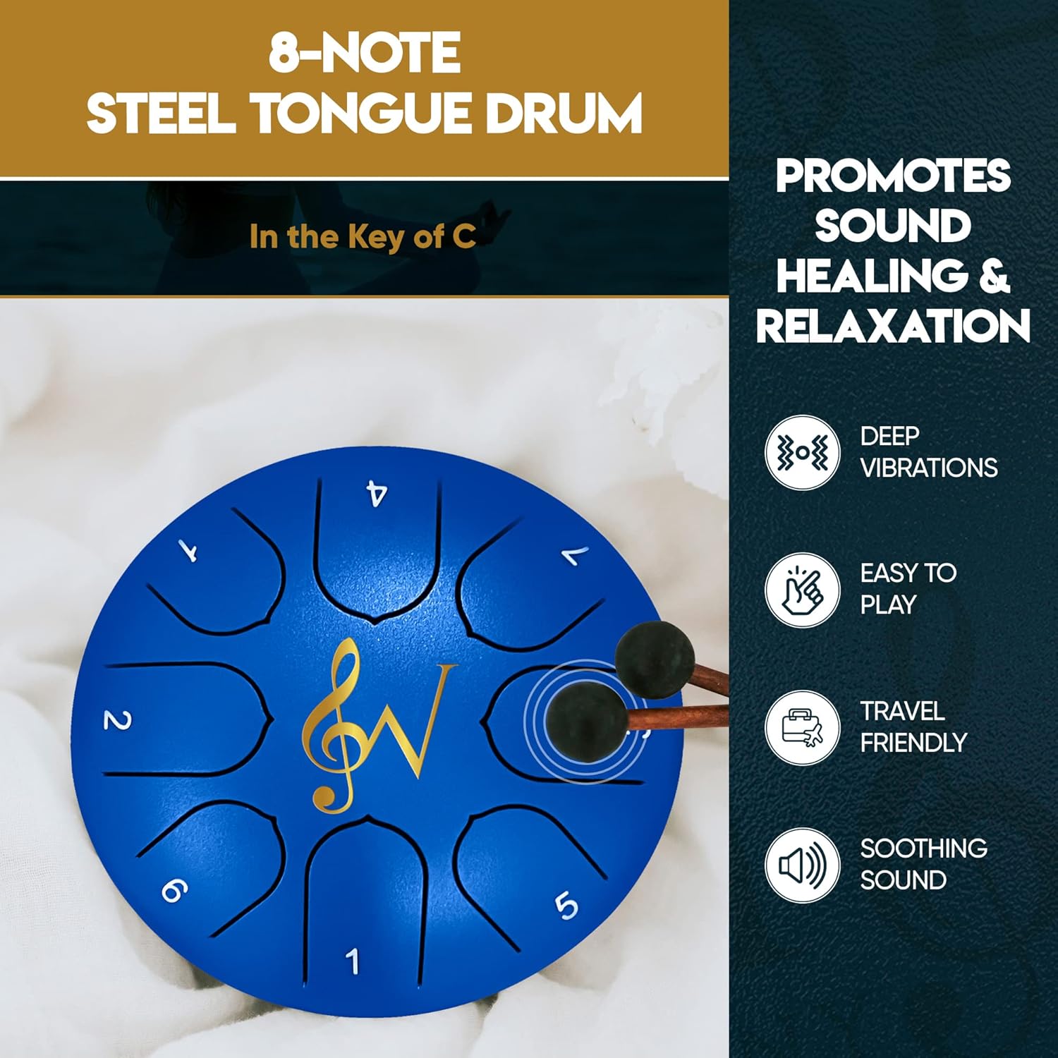 STEEL TONGUE DRUM 12" - Navy Blue