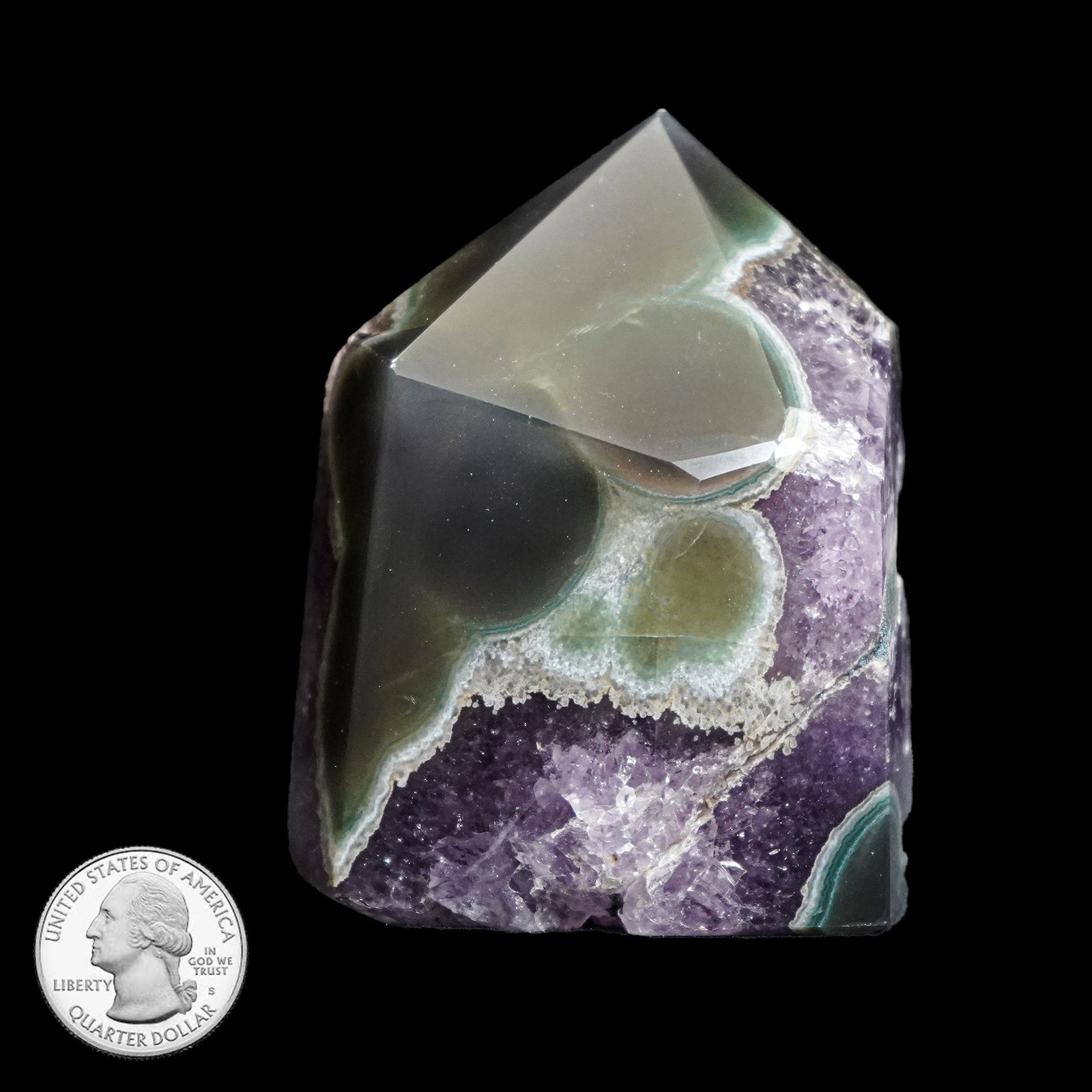 AMETHYST AND AGATE GEODE POINT