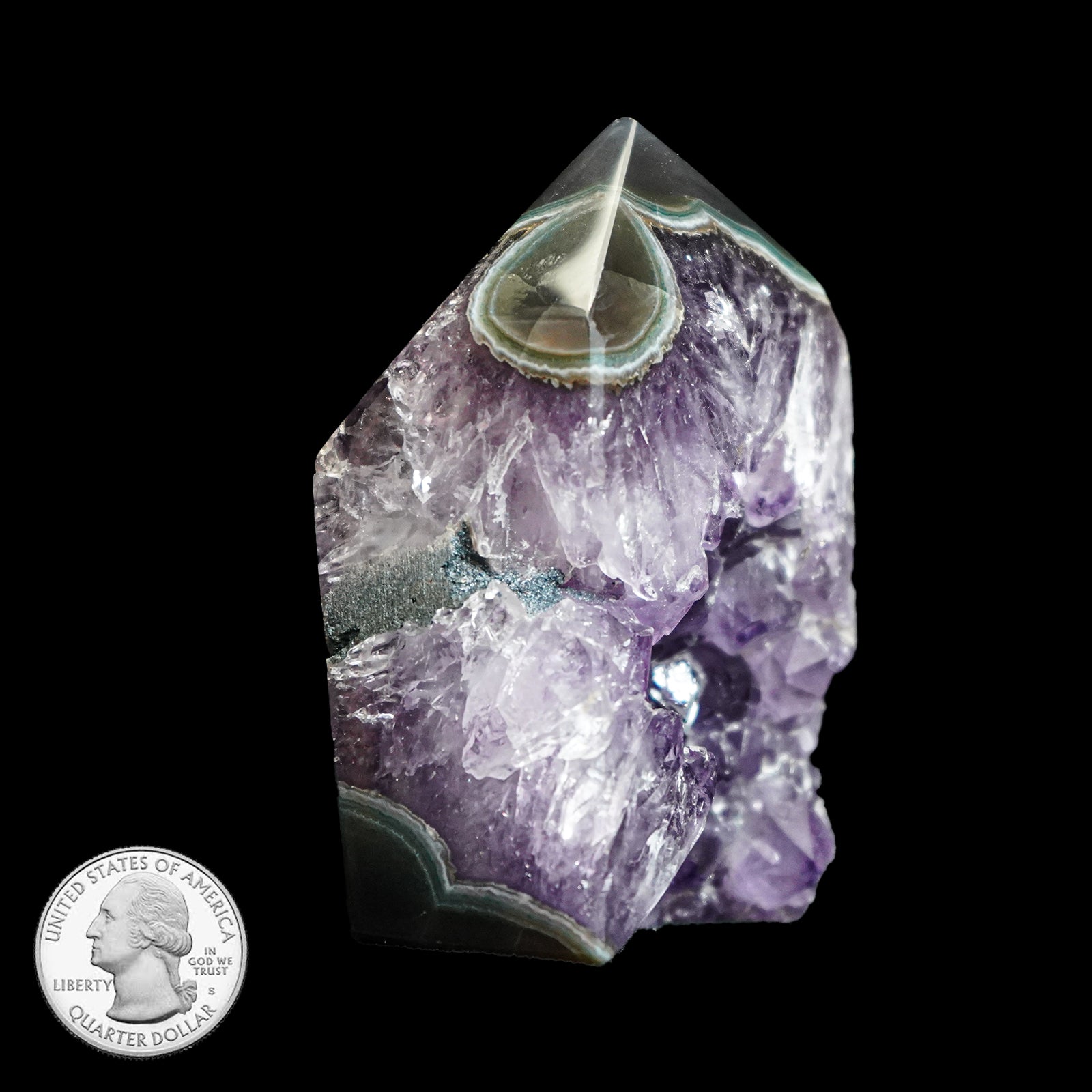 AMETHYST AND AGATE GEODE POINT