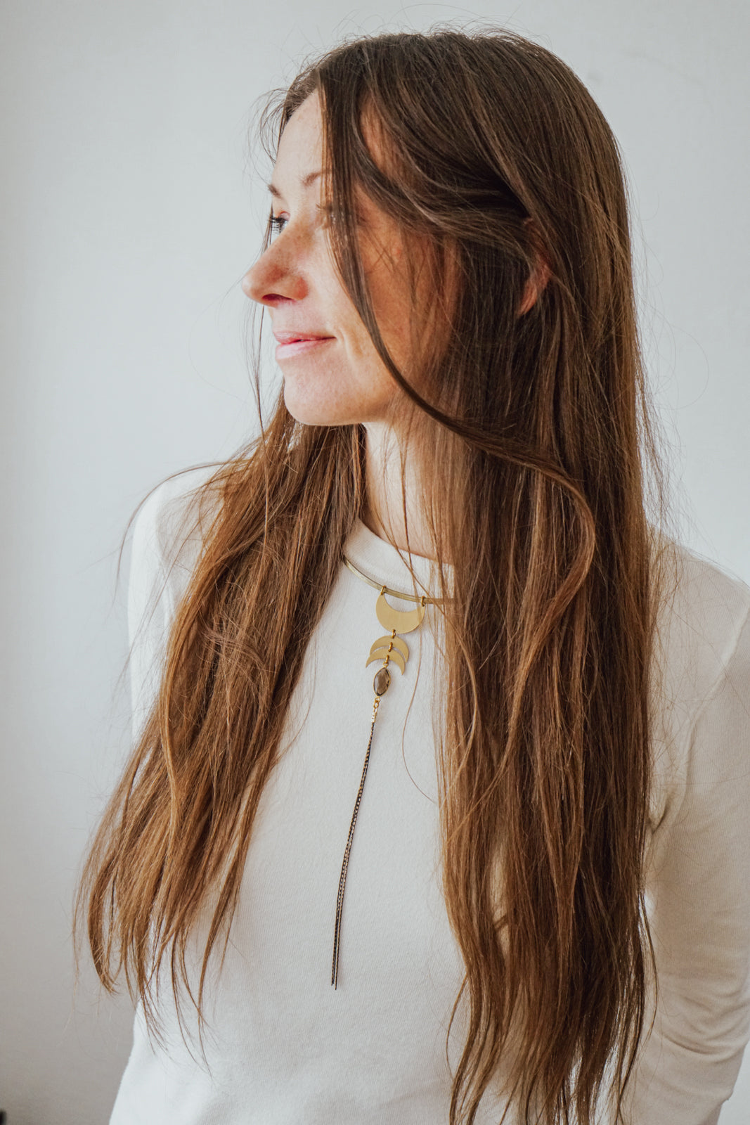 Brass Three Moon Neck Collar