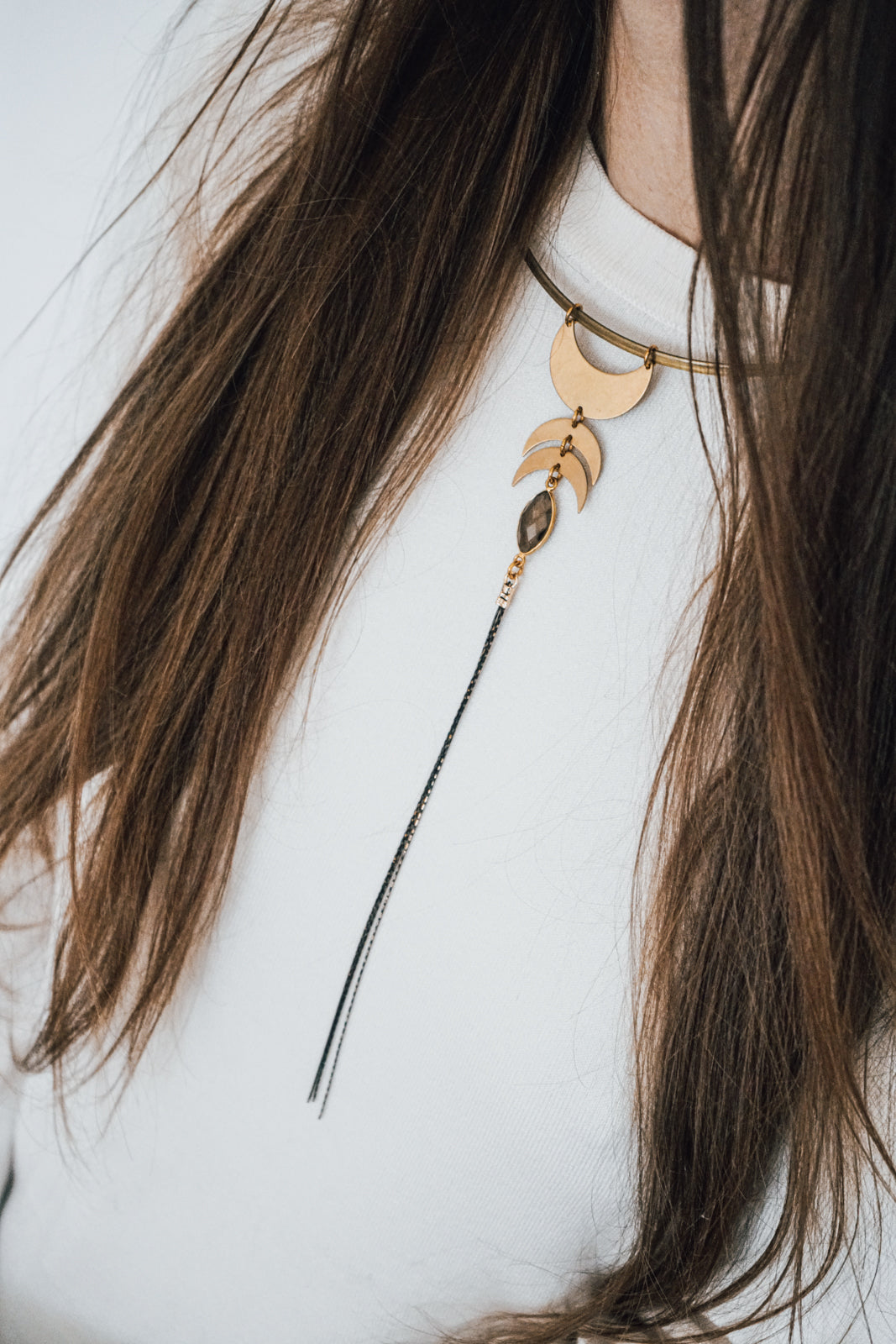 Brass Three Moon Neck Collar