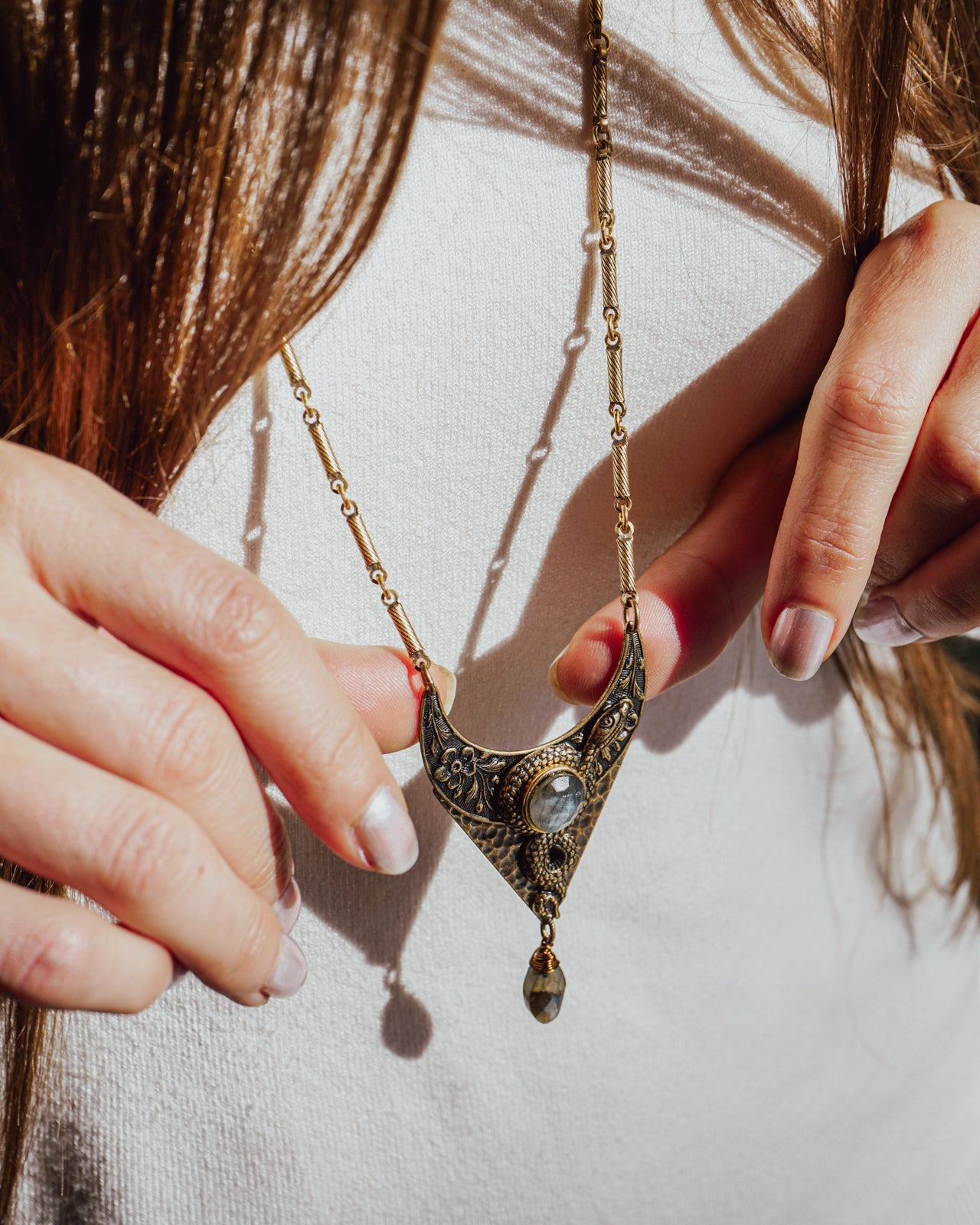 MOON OF ISHTAR NECKLACE WITH LABRADORITE
