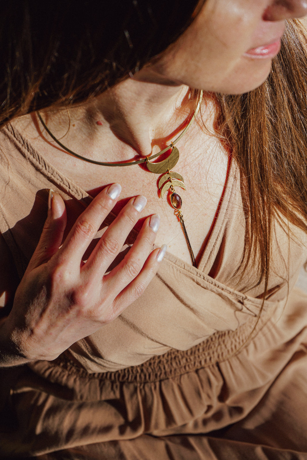 Brass Three Moon Neck Collar