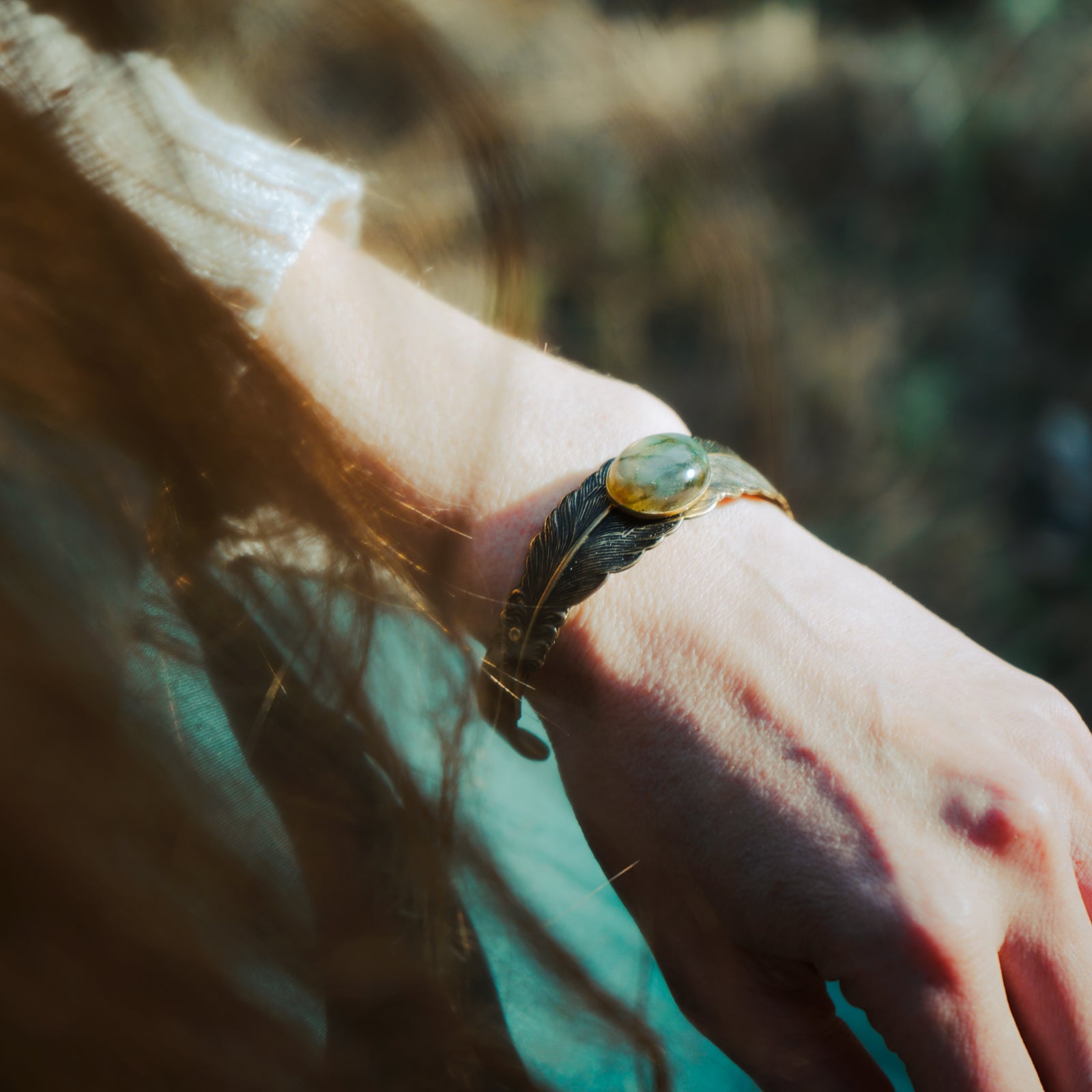FALLEN FEATHER CUFF WITH LABRADORITE
