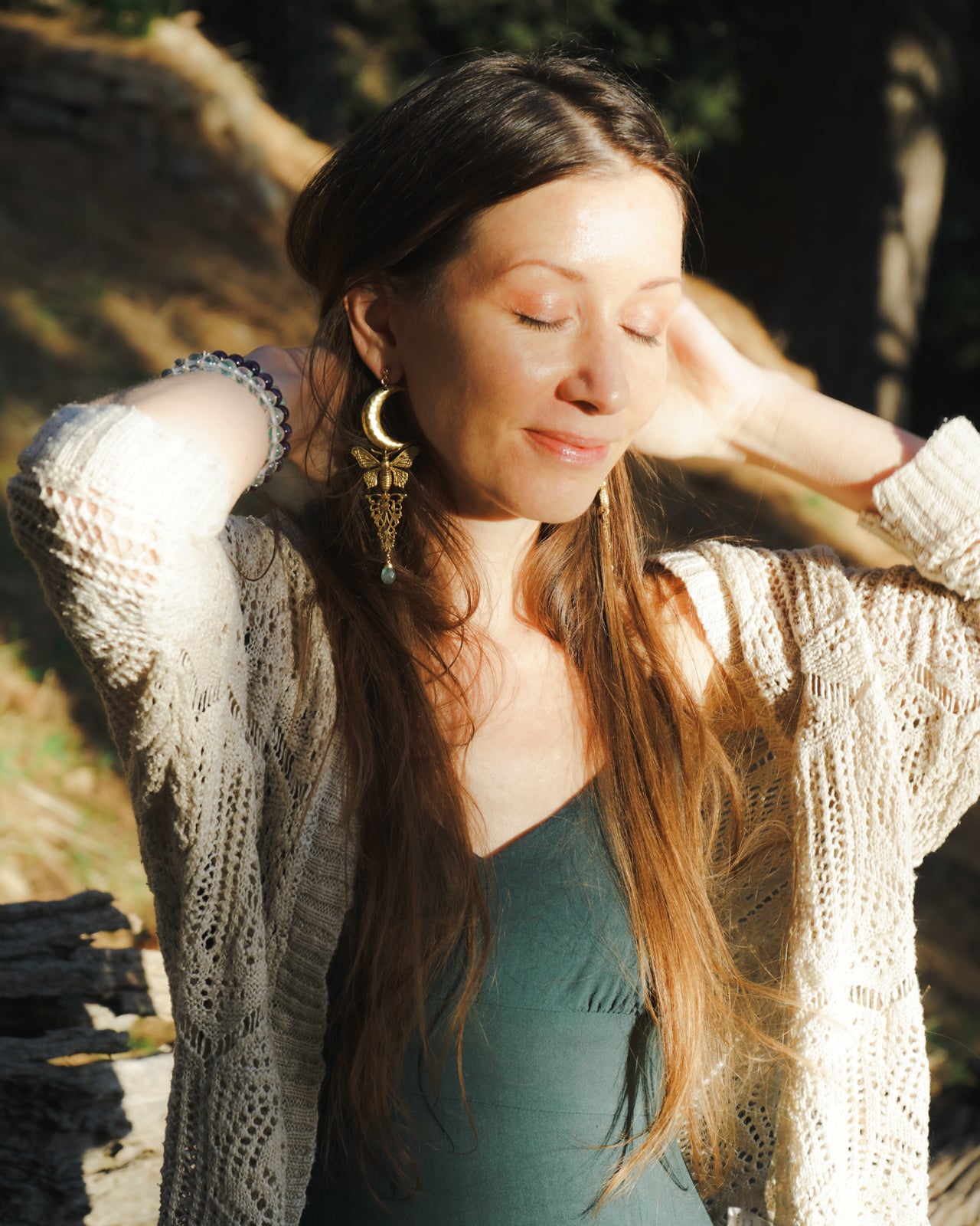 MOTH AND MOON MYSTIC EARRINGS WITH MOONSTONE