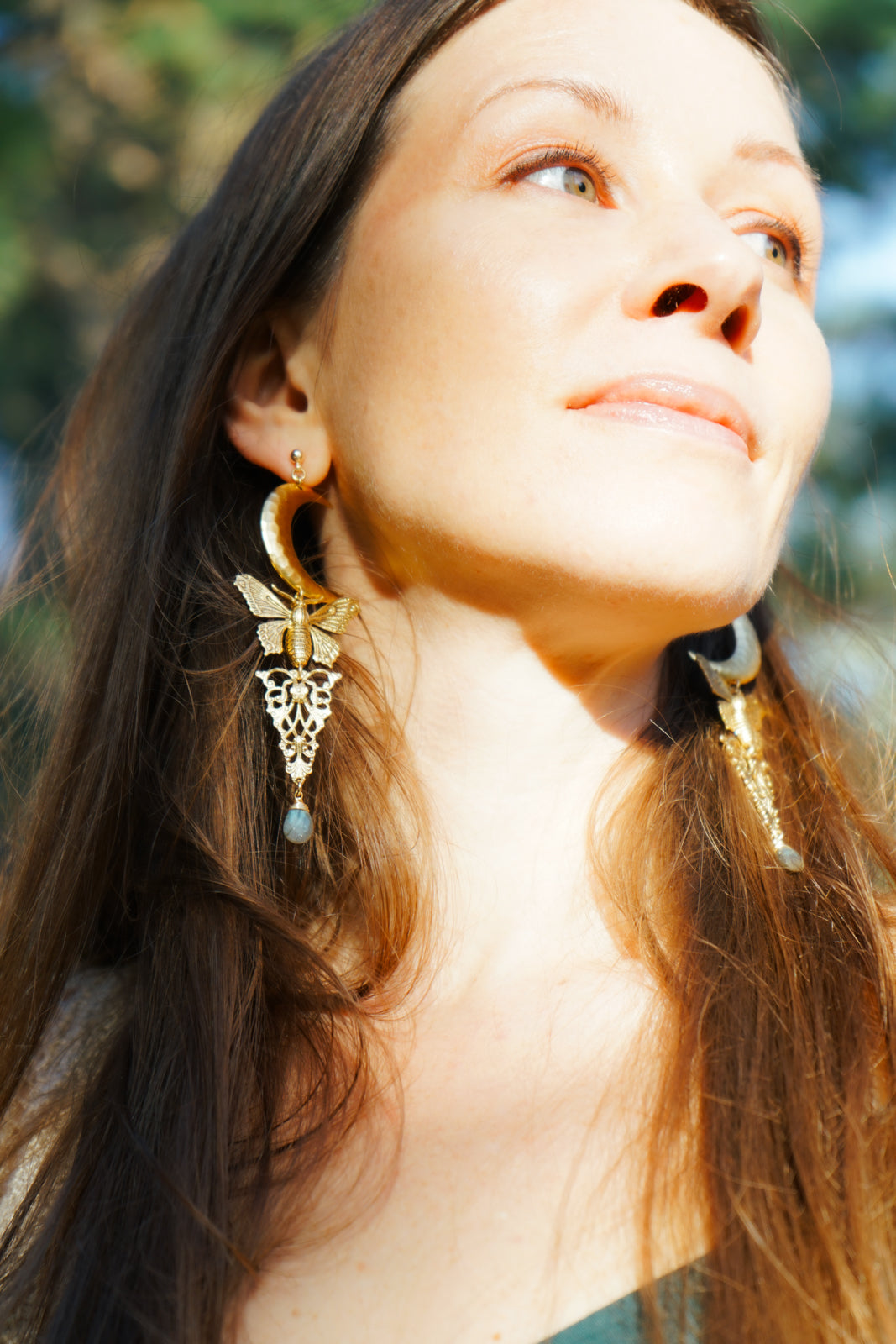 MOTH AND MOON MYSTIC EARRINGS WITH MOONSTONE