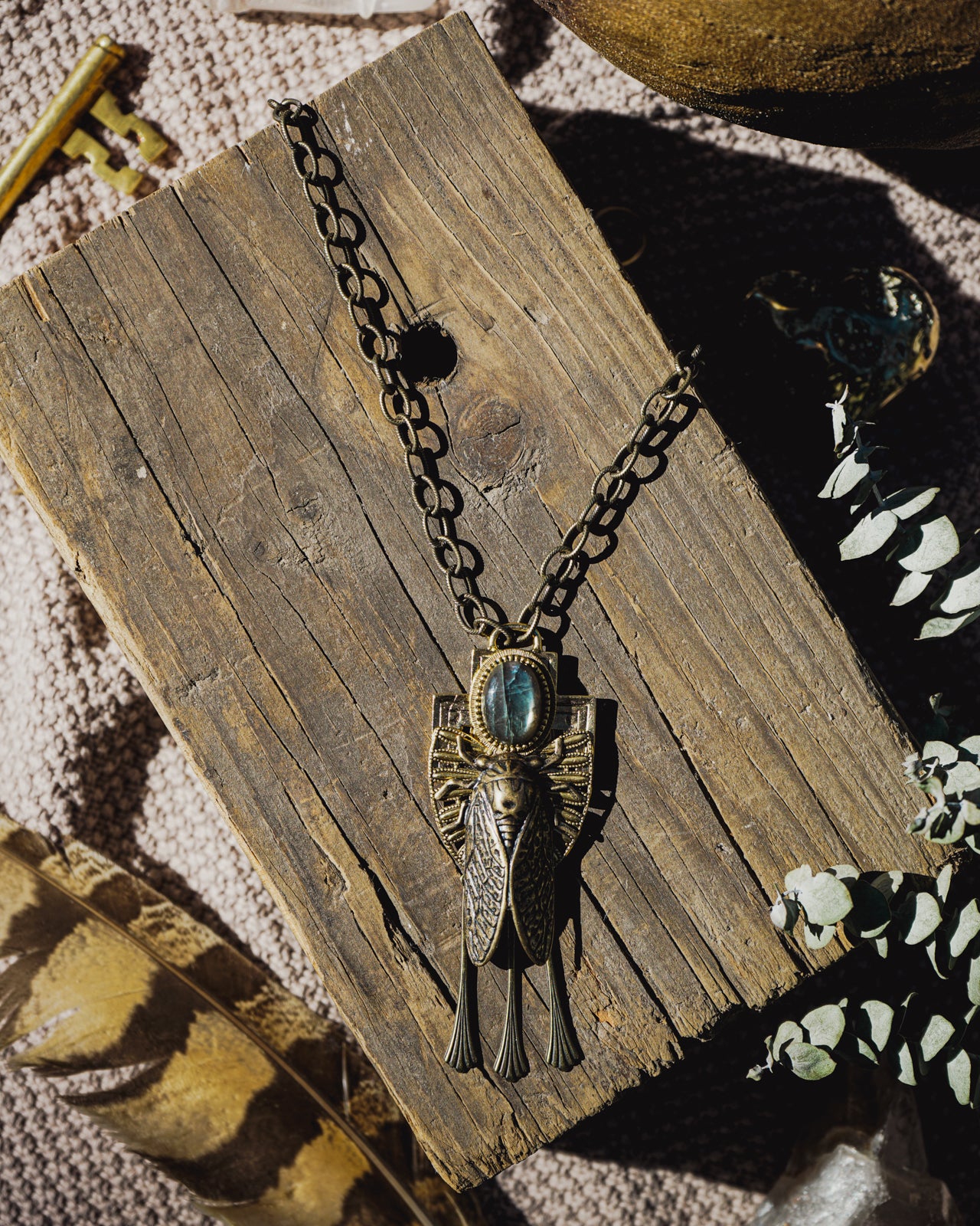 CROSSROADS MEDALLION CICADA NECKLACE