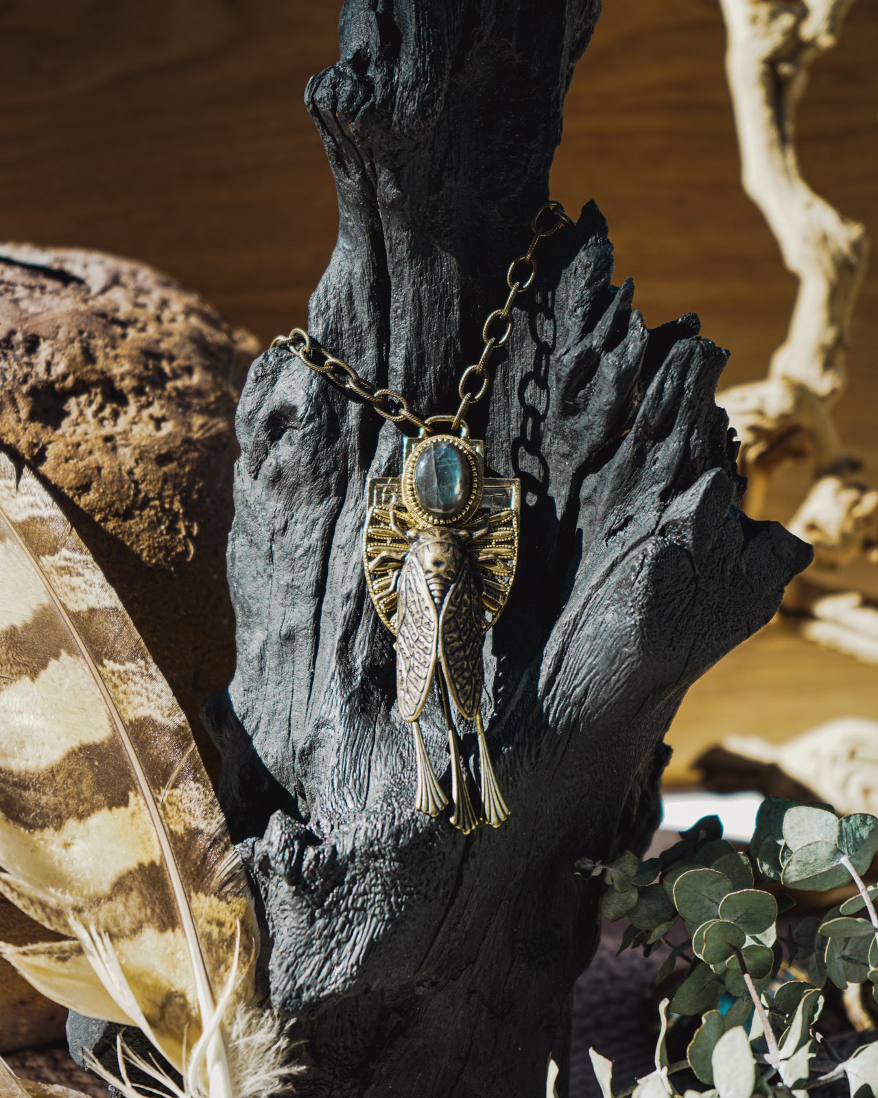 CROSSROADS MEDALLION CICADA NECKLACE