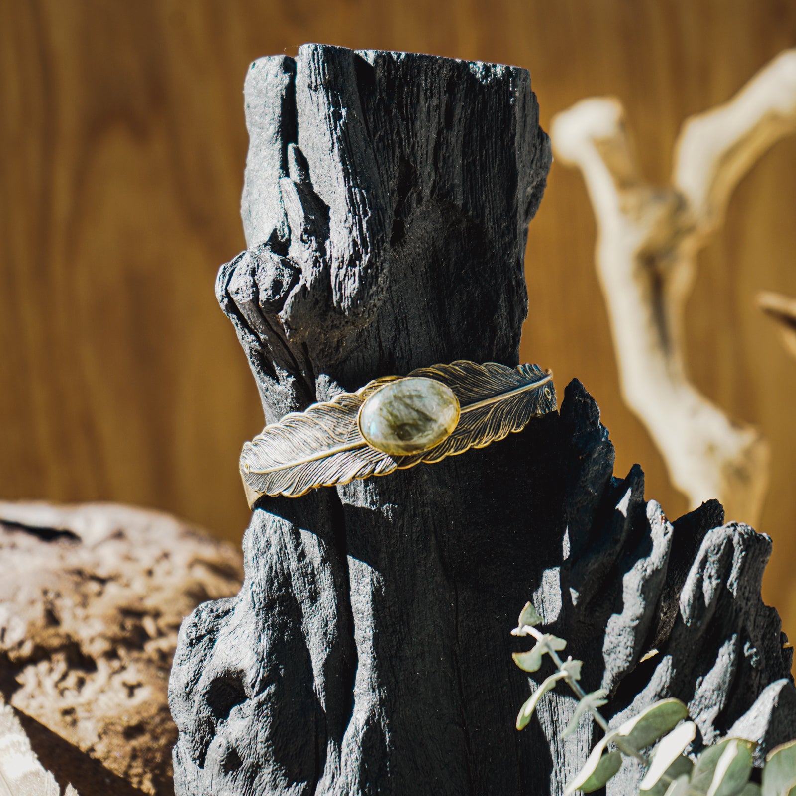 FALLEN FEATHER CUFF WITH LABRADORITE