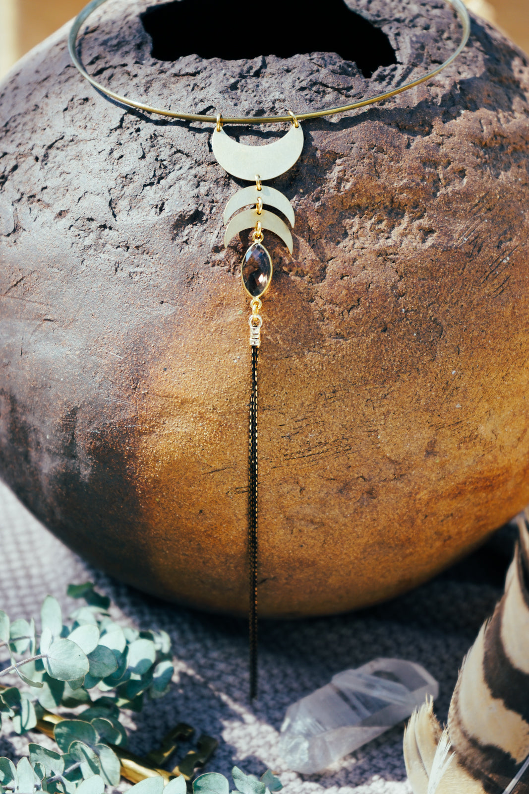 Brass Three Moon Neck Collar