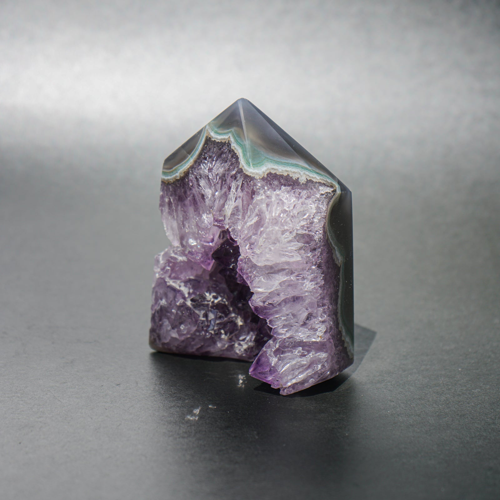 AMETHYST AND AGATE GEODE POINT
