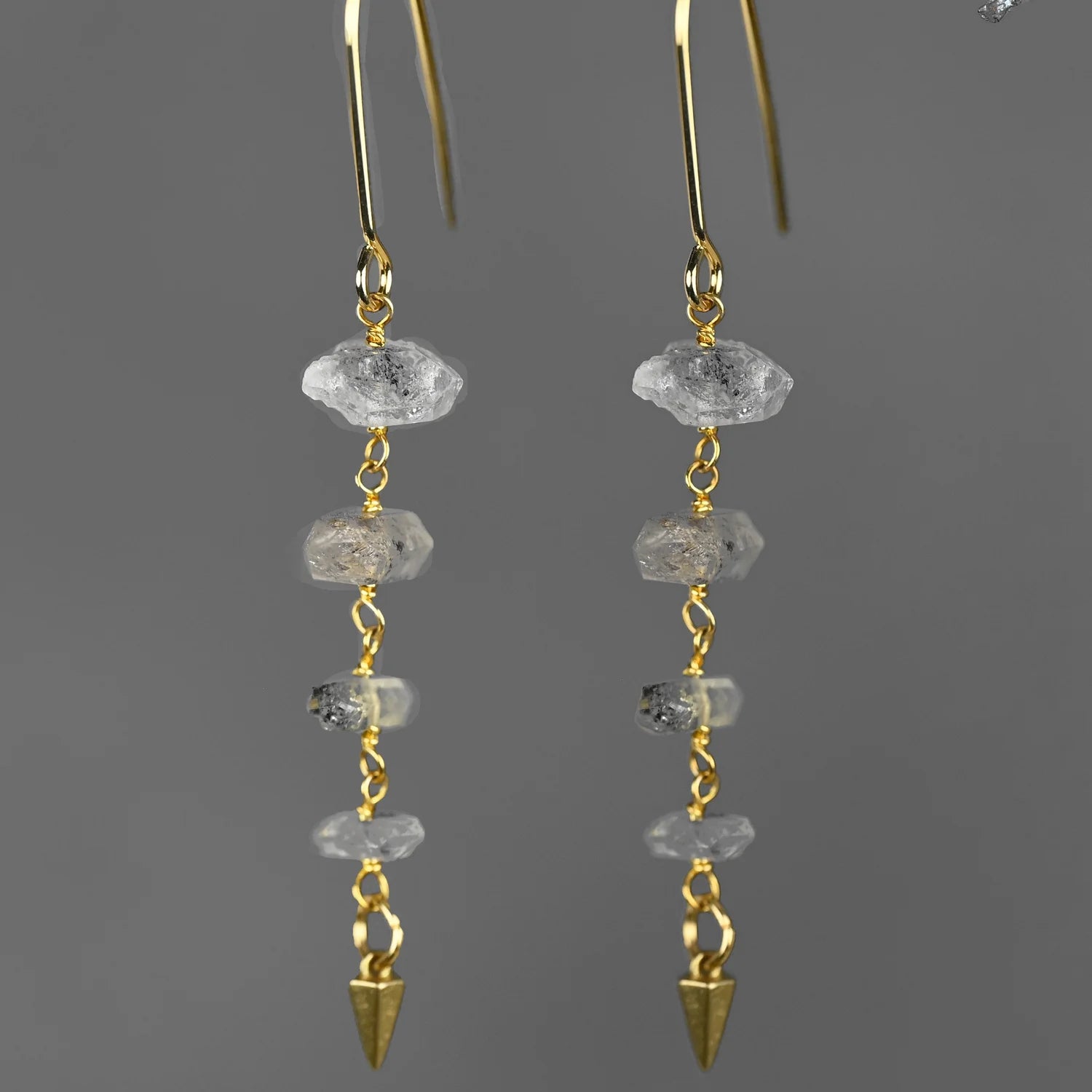 Four Herkimer Diamonds w/Cast Cone Drop Earrings