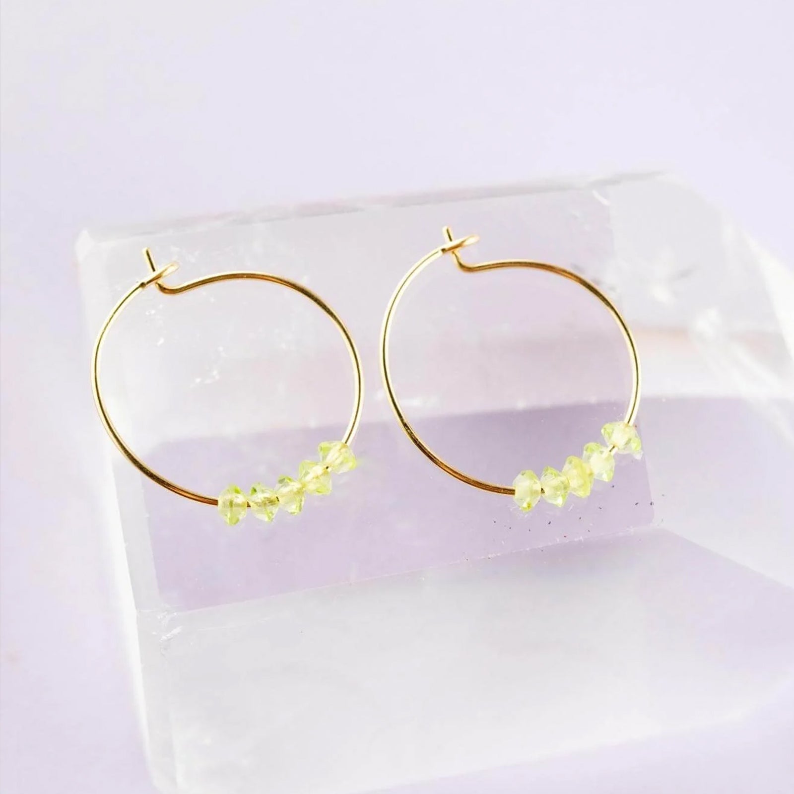 You Got This Peridot Gold Filled Hoop Earrings