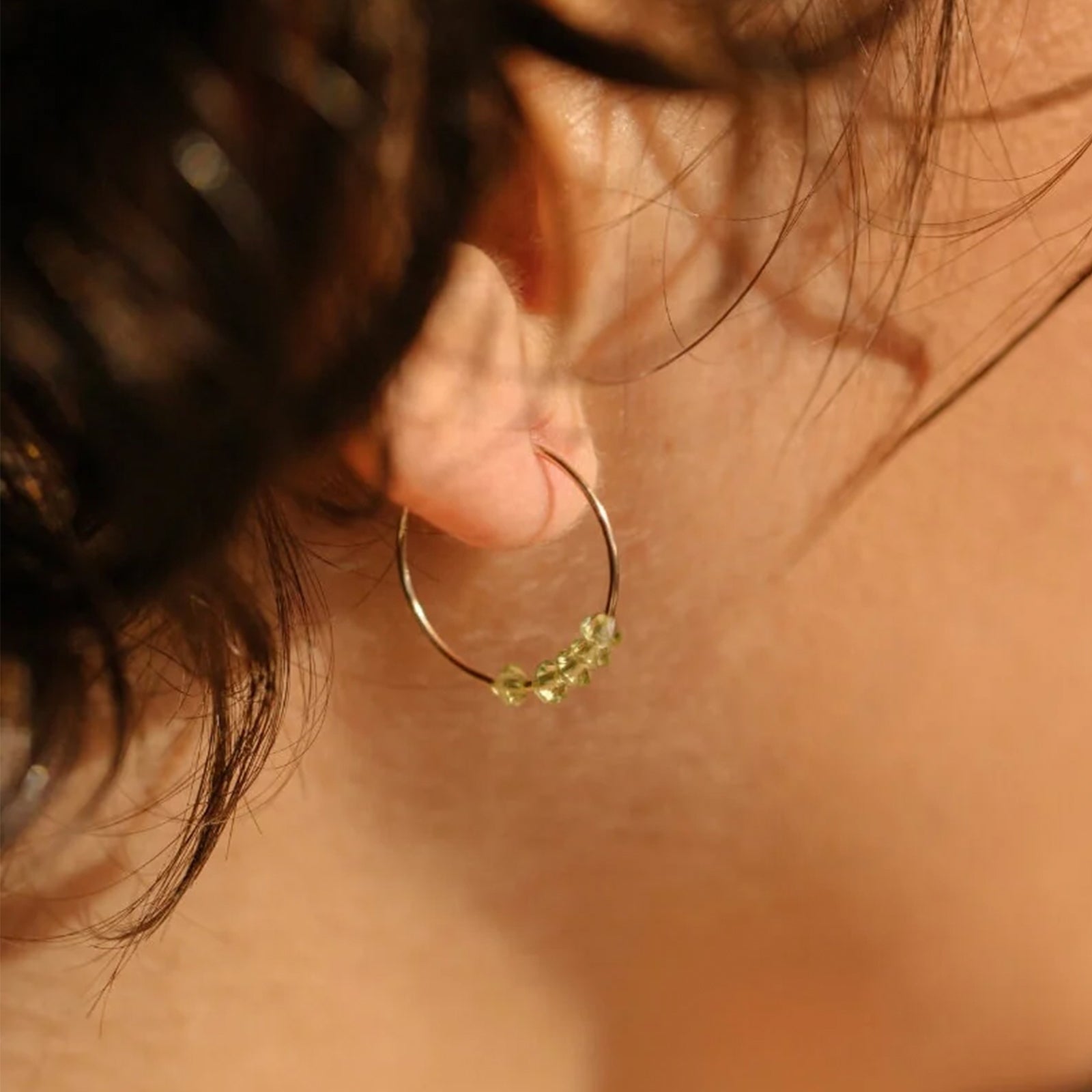 You Got This Peridot Gold Filled Hoop Earrings