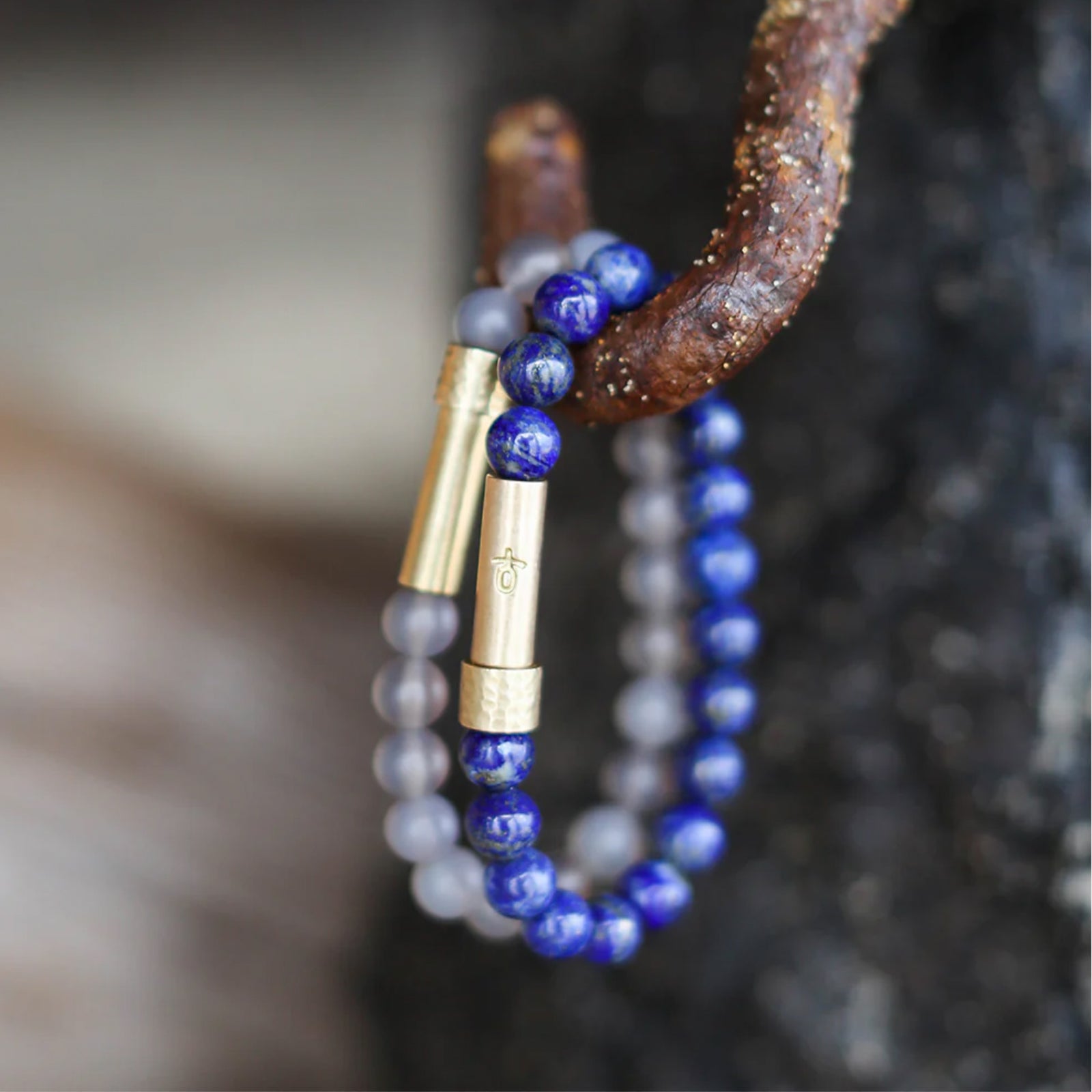 POLISHED LAPIS LAZULI INTENTION BRACELET - LARGE