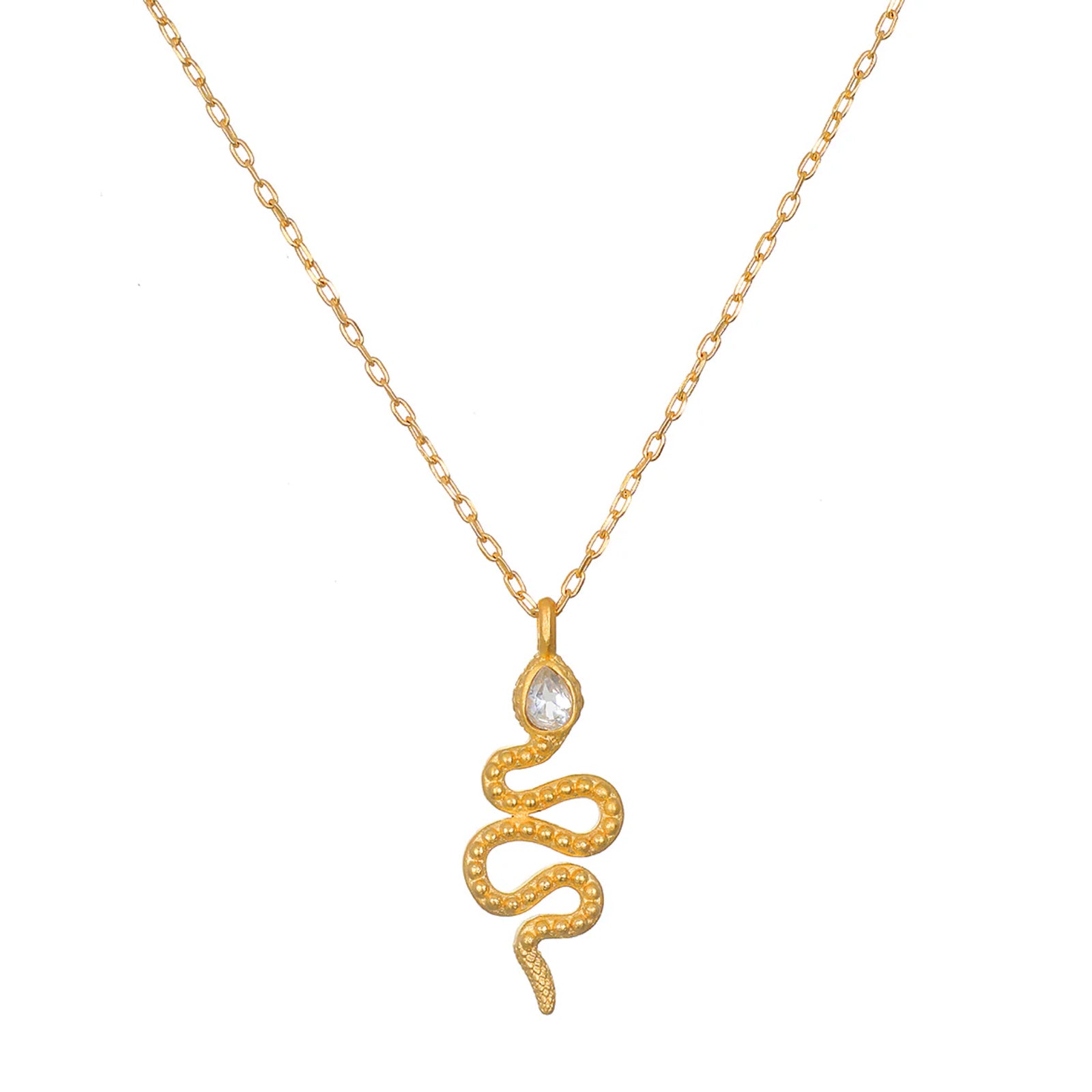 Snake Necklace with White Topaz
