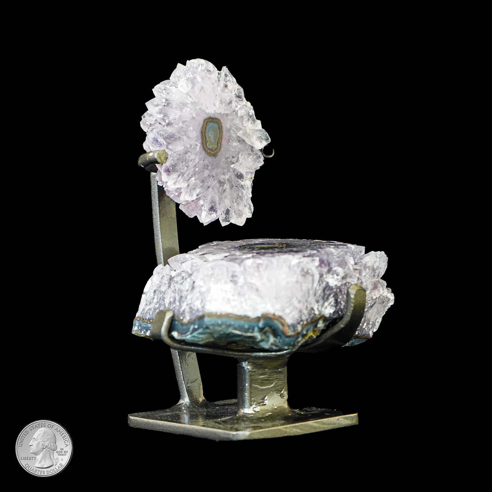 AMETHYST AND AGATE TWO-PART GEODE