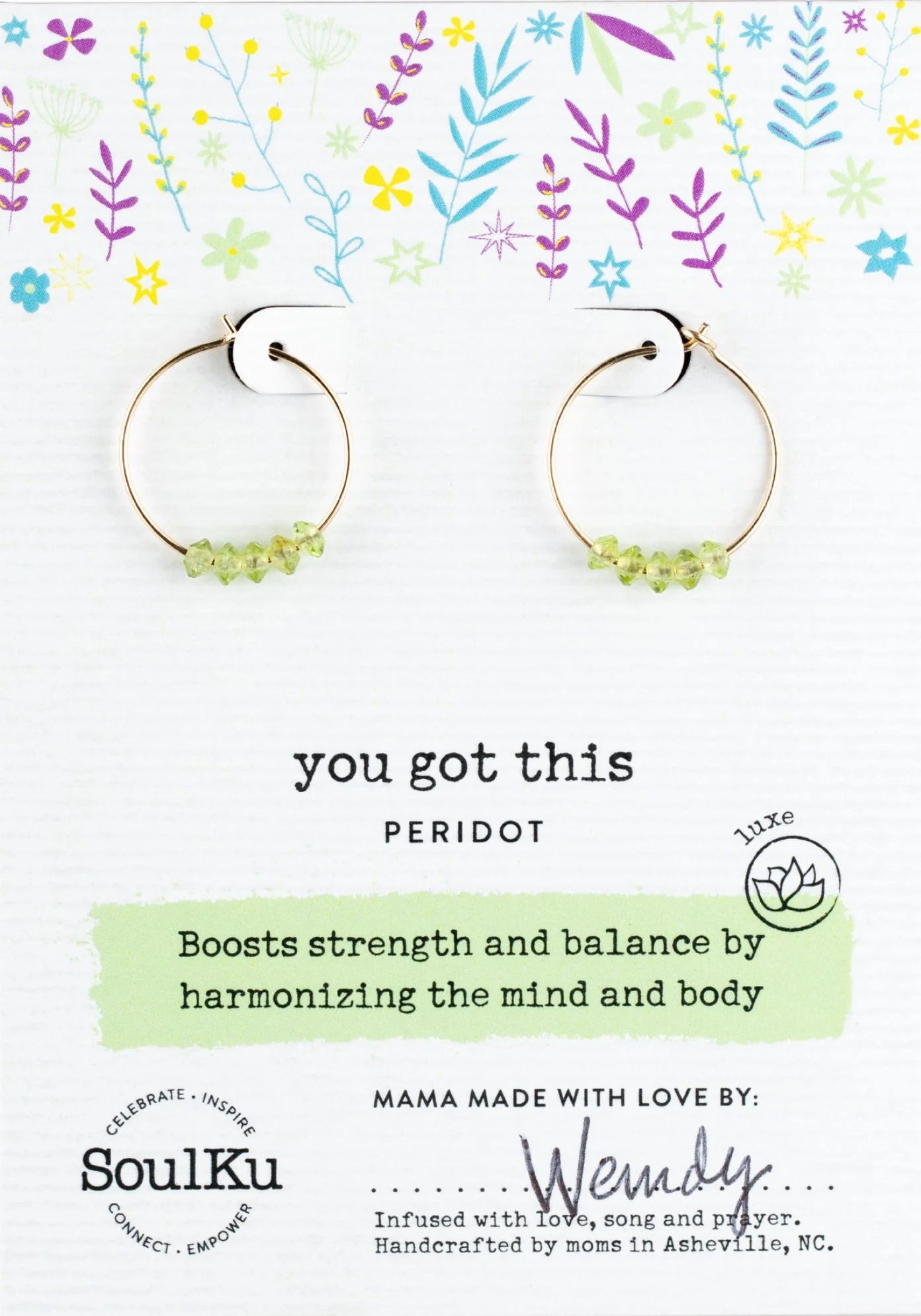 You Got This Peridot Gold Filled Hoop Earrings