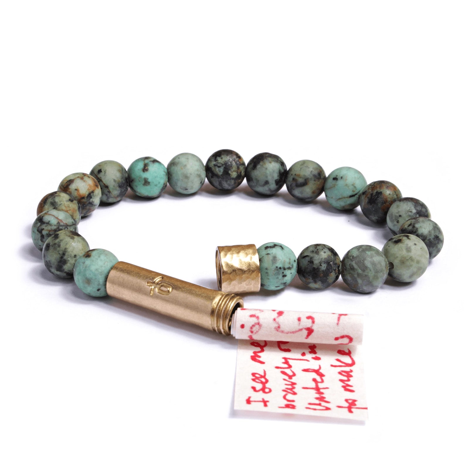 MATTE AFRICAN TURQUOISE INTENTION BRACELET - LONG