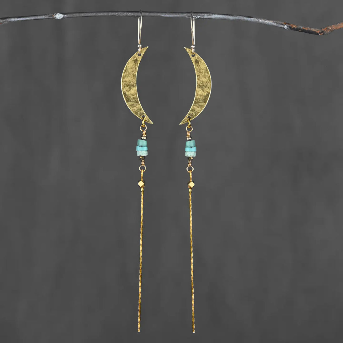 Hammered Moon w/Turquoise Jasper & Delicate Tassel