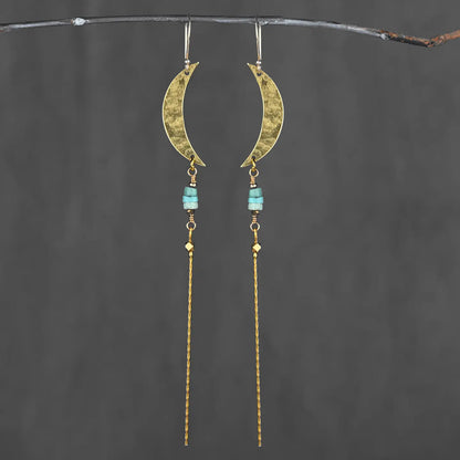 Hammered Moon w/ Turquoise Jasper &amp; Delicate Tassel