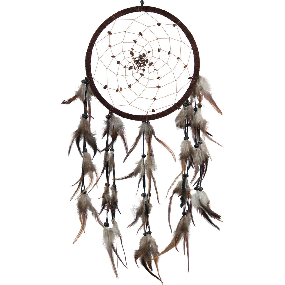 Tiger Eye Beads Spiral Web Dreamcatcher