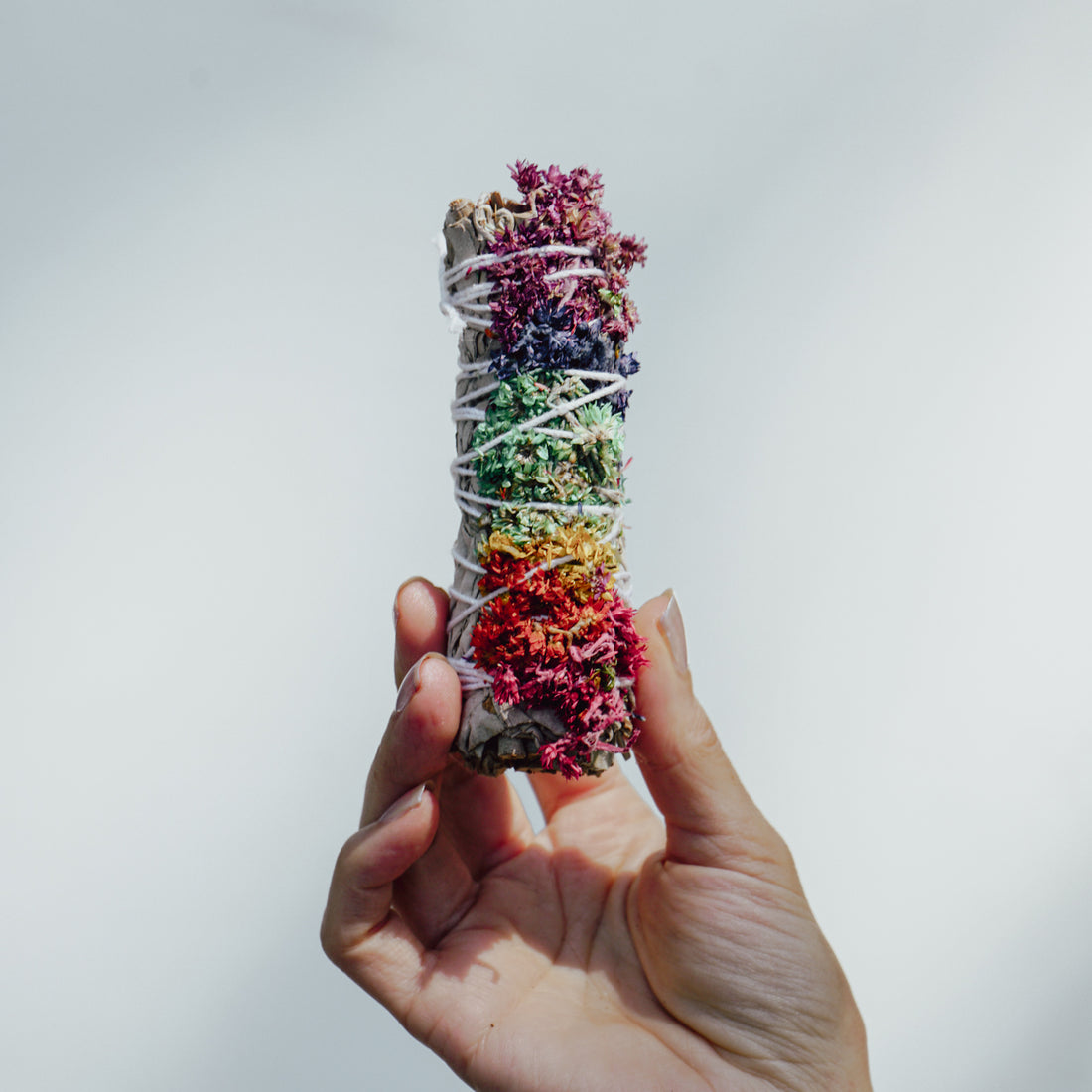 7 CHAKRA WHITE SAGE SMUDGE STICK - 4 INCHES