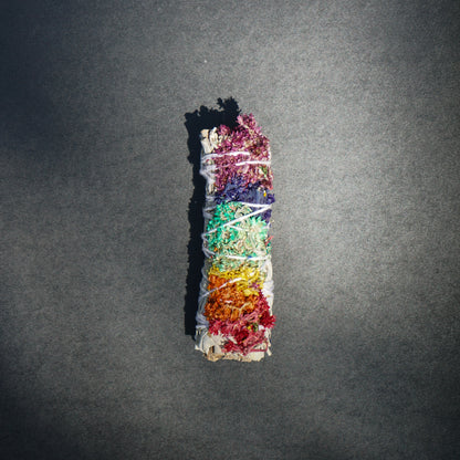 7 CHAKRA WHITE SAGE SMUDGE STICK - 4 INCHES