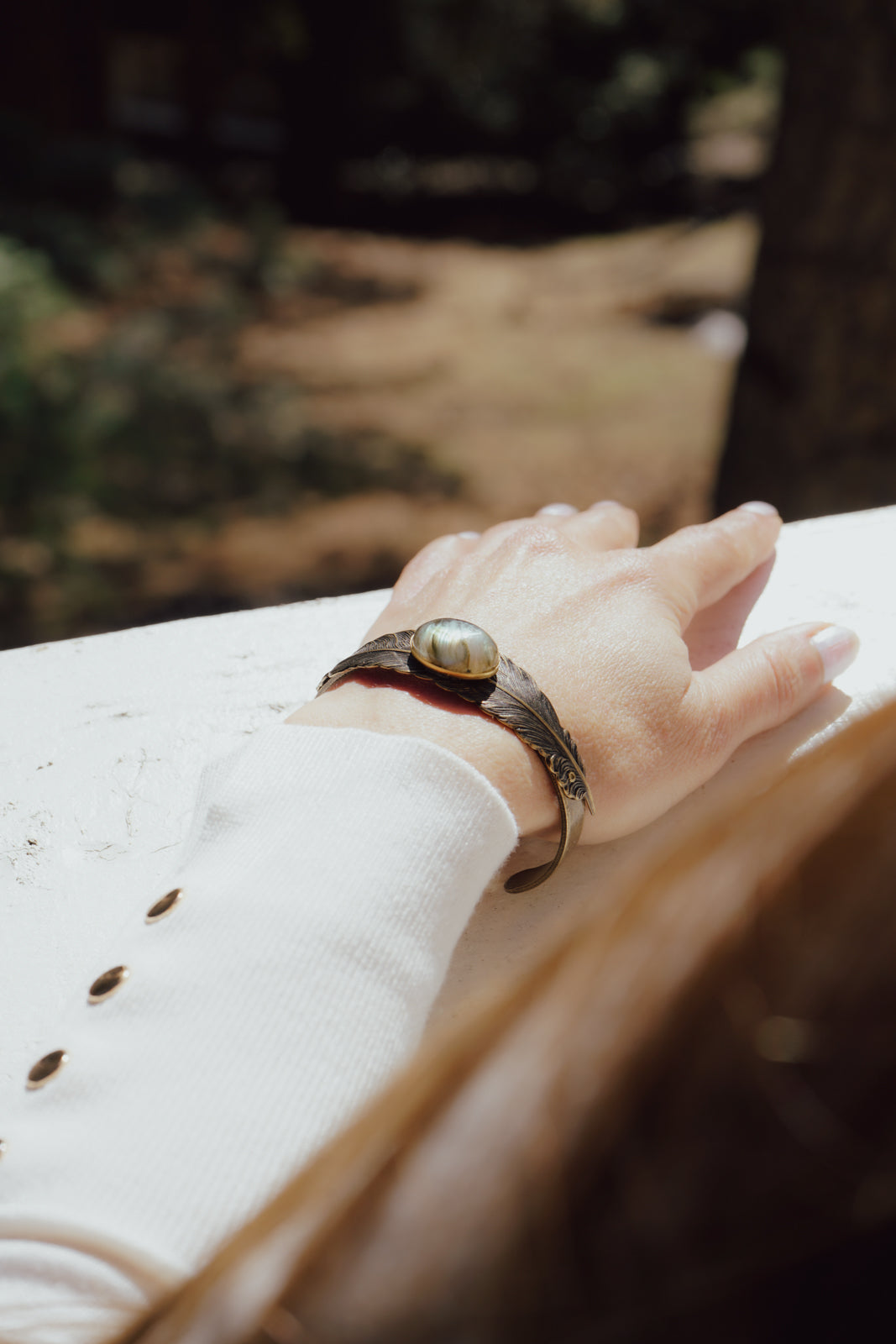 FALLEN FEATHER CUFF WITH LABRADORITE