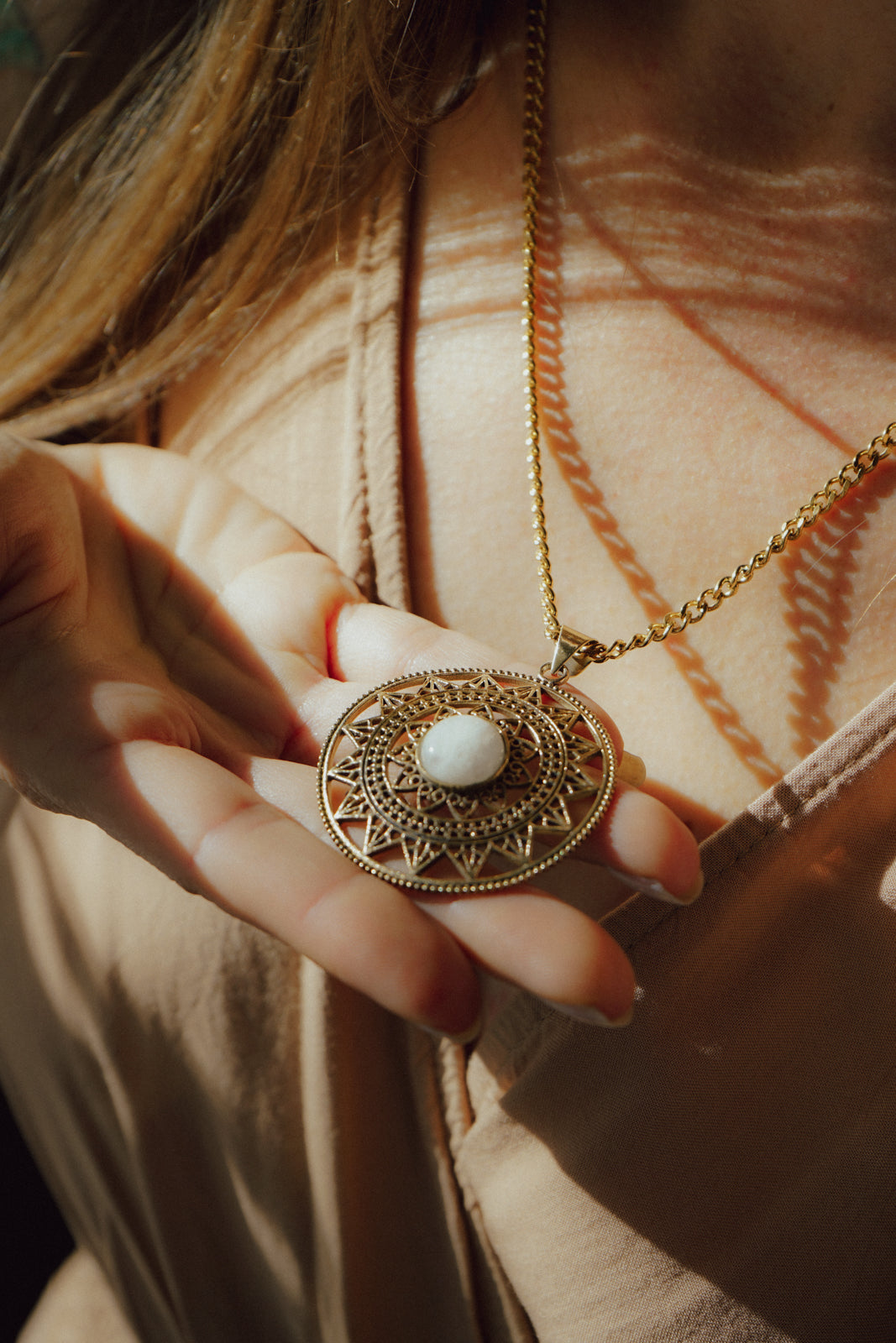 Divine Harmony Moonstone Pendant Necklace