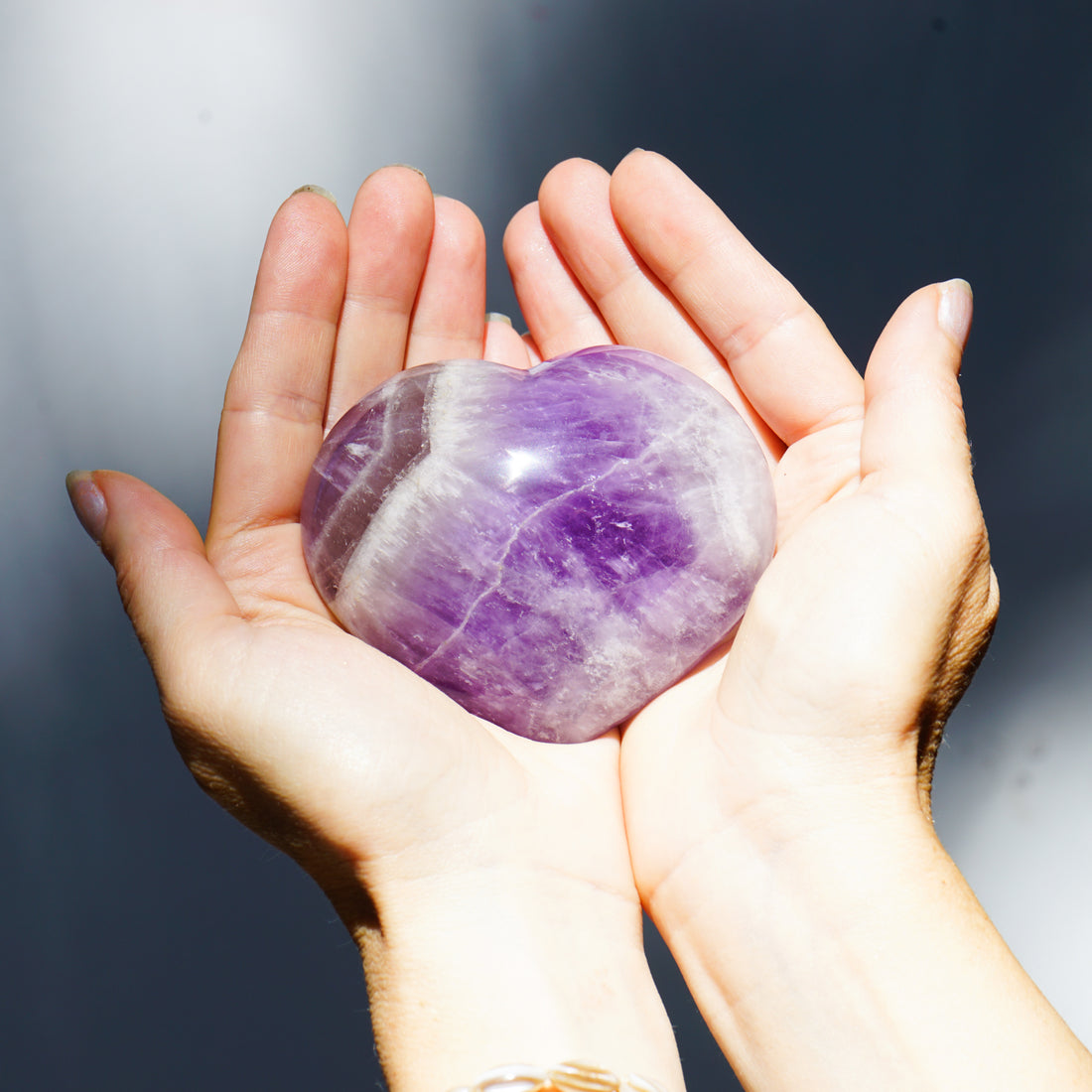 CHEVRON AMETHYST HEART