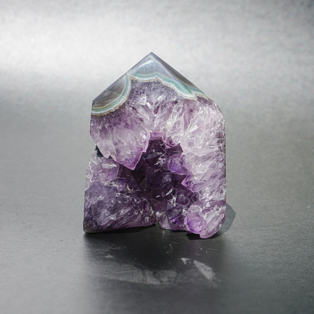 AMETHYST AND AGATE GEODE POINT