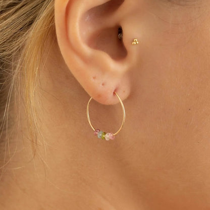 Happiness Tourmaline Gold Filled Hoop Earrings