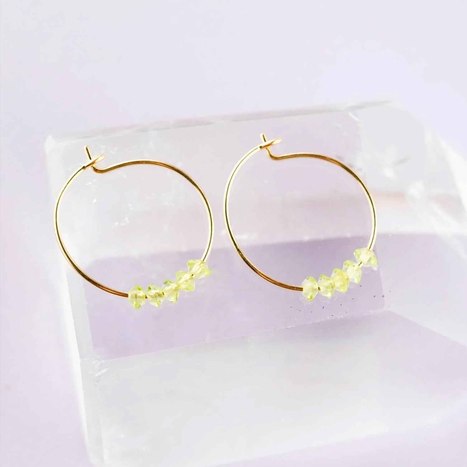 You Got This Peridot Gold Filled Hoop Earrings