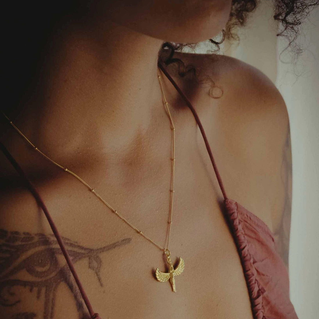 ISIS  WINGS NECKLACE WITH CITRINE