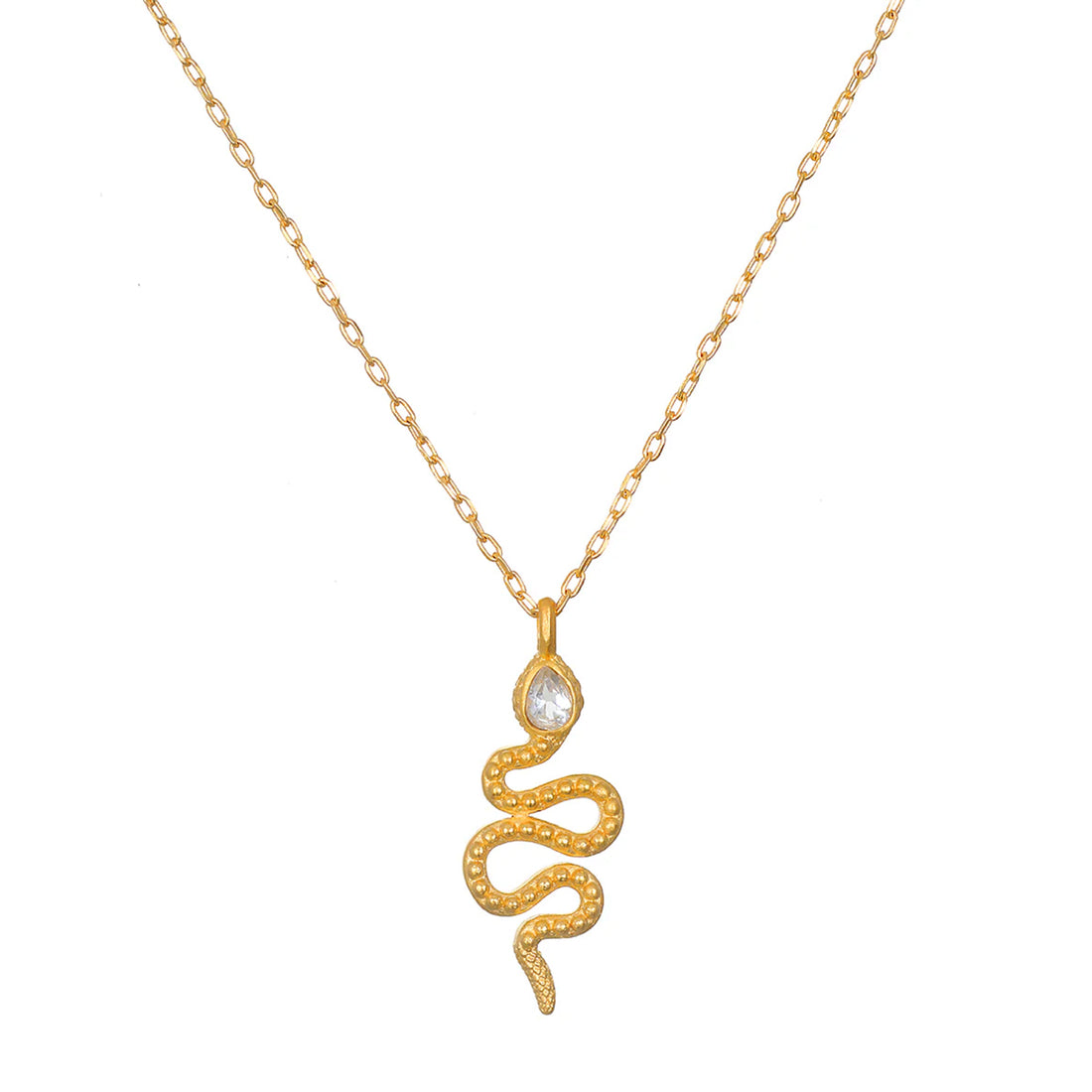 Snake Necklace with White Topaz