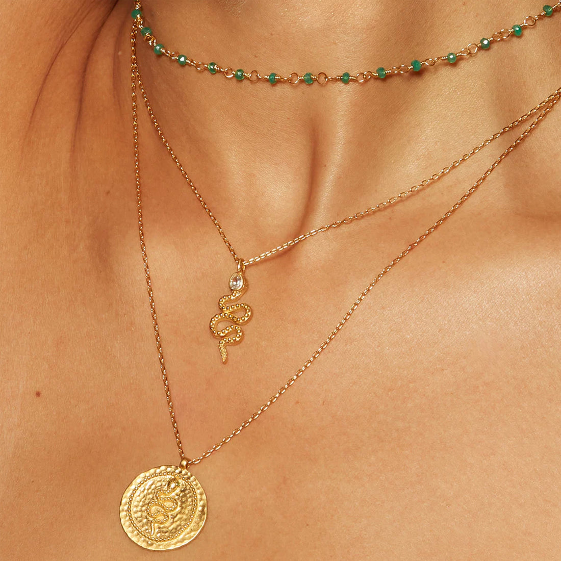 Snake Necklace with White Topaz
