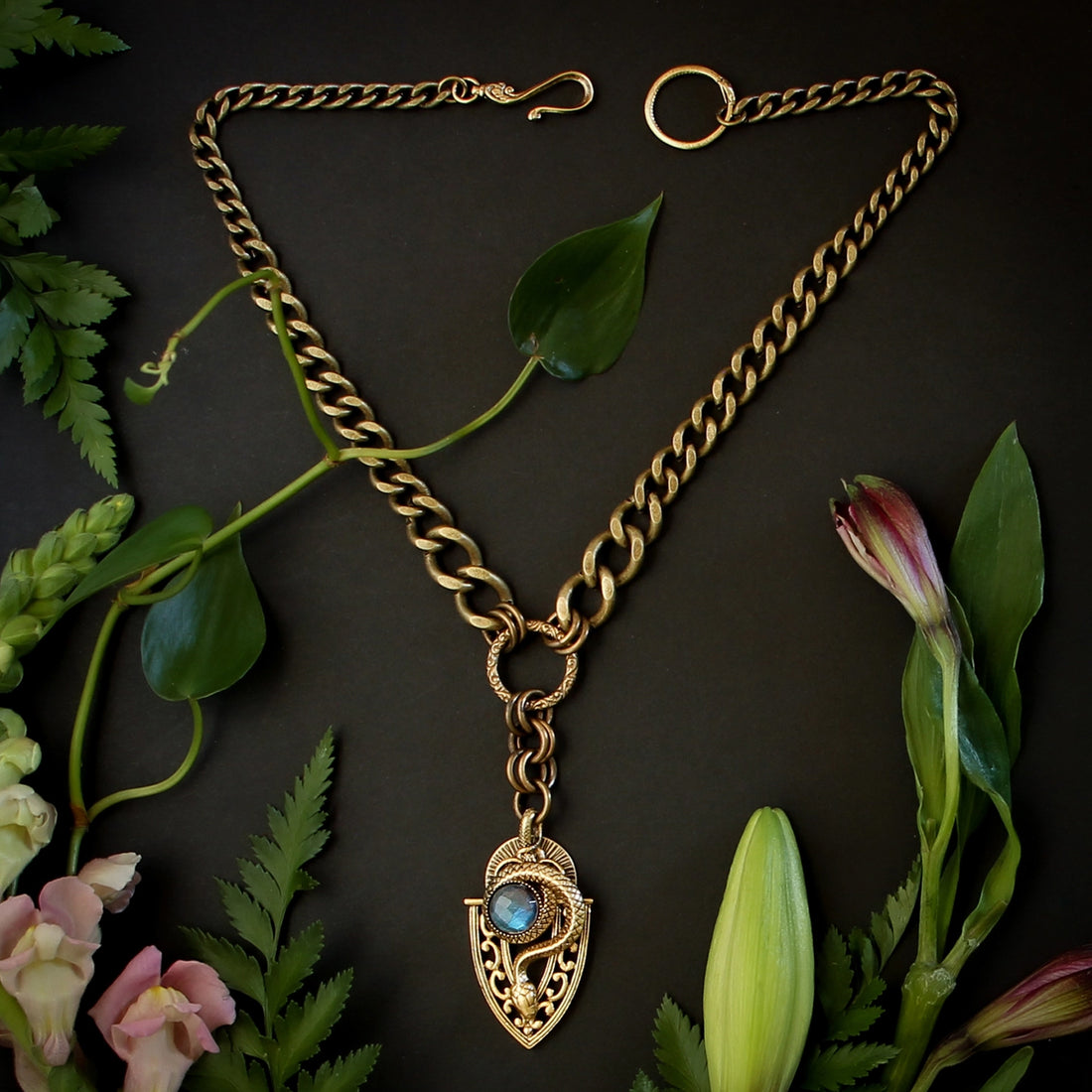 SERPENT SHIELD AMULET WITH LABRADORITE