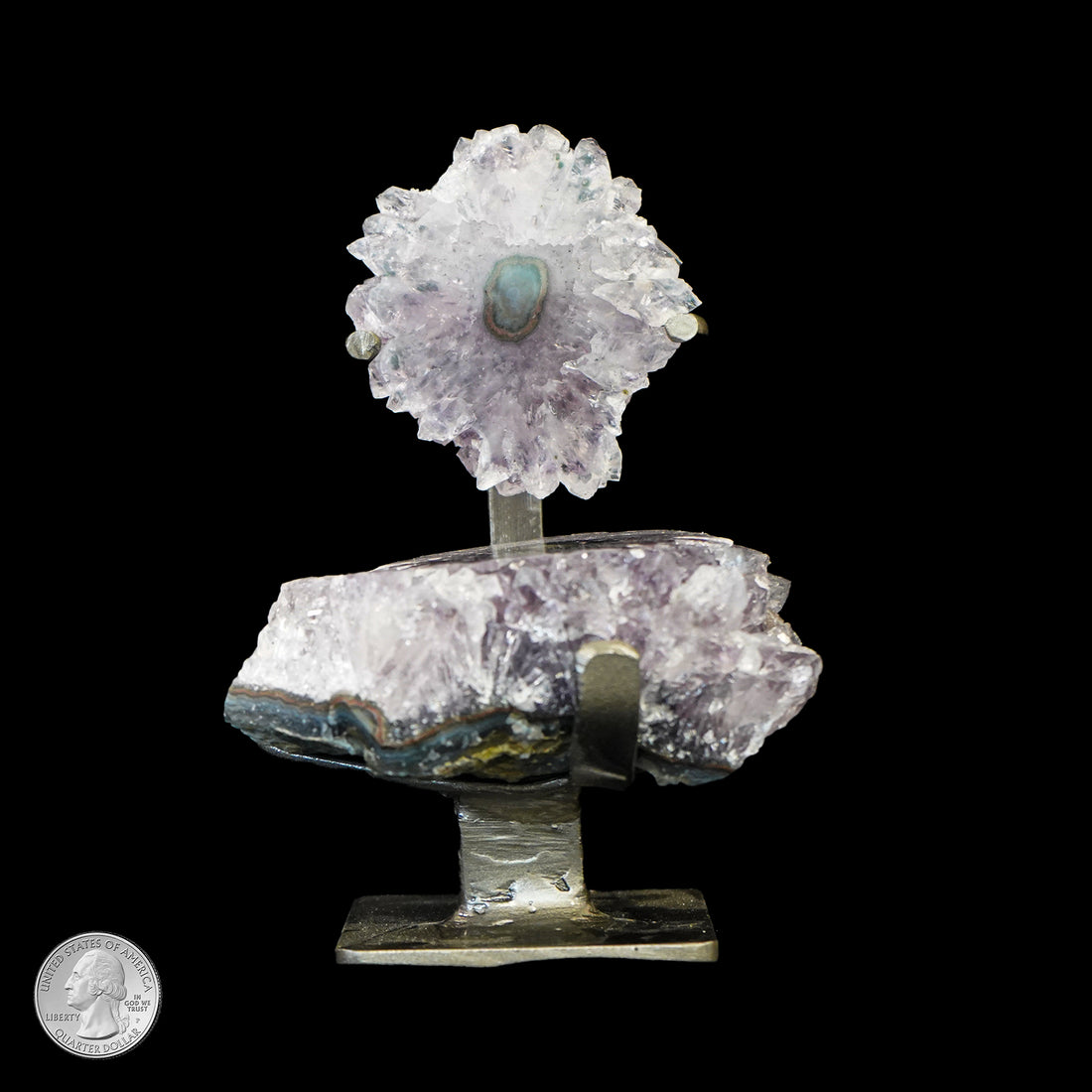 AMETHYST AND AGATE TWO-PART GEODE