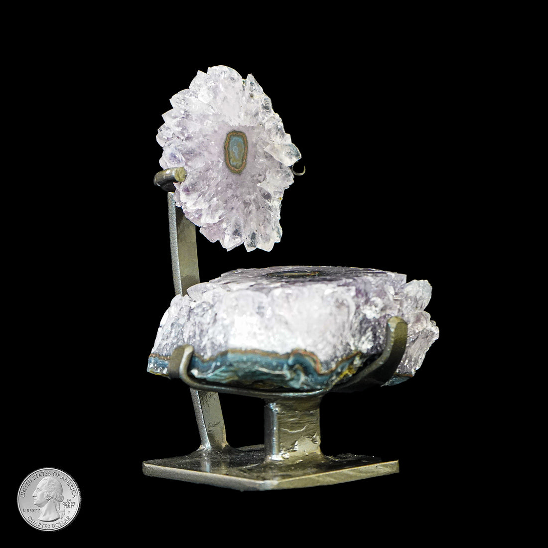 AMETHYST AND AGATE TWO-PART GEODE