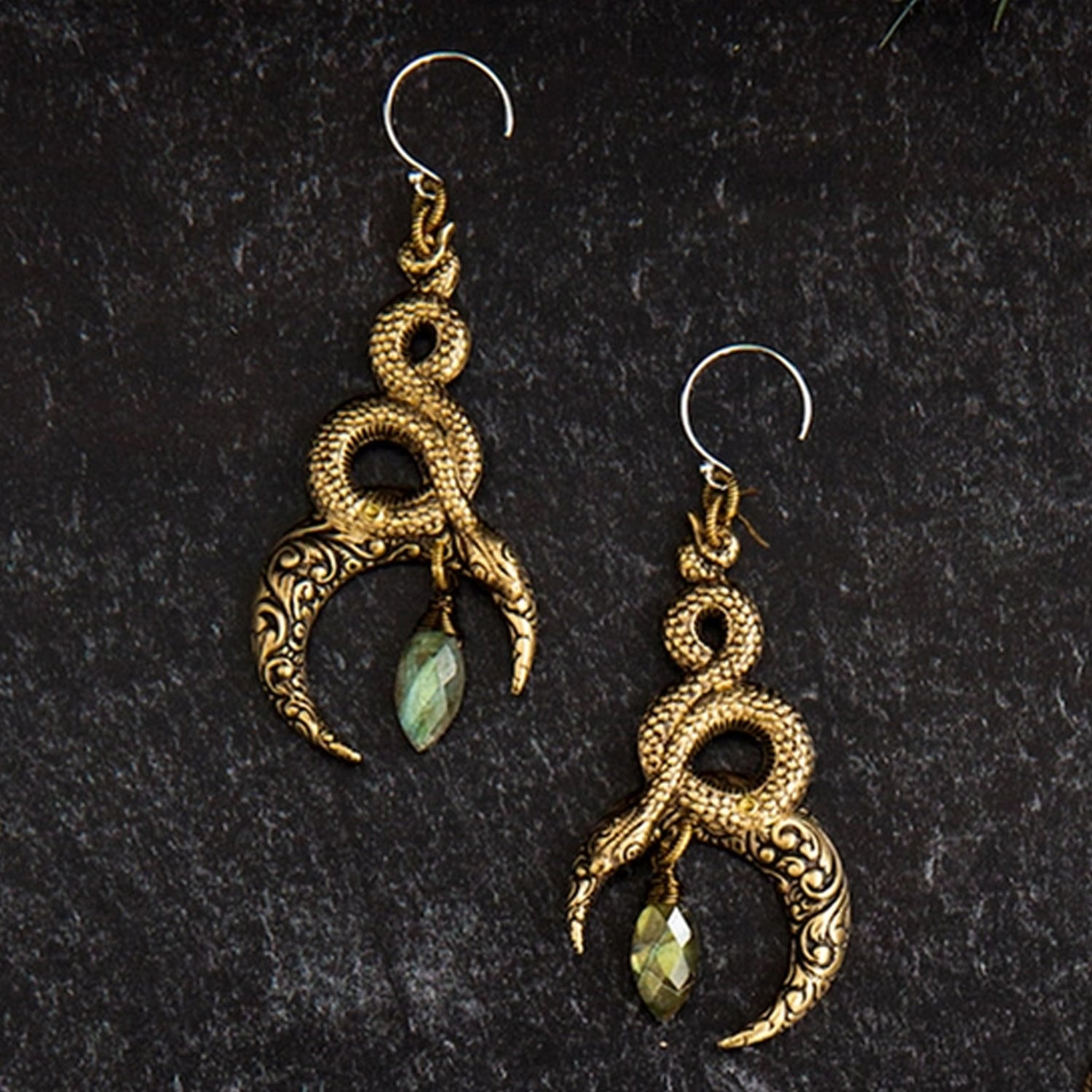 MOON OF ISHTAR EARRINGS WITH LABRADORITE